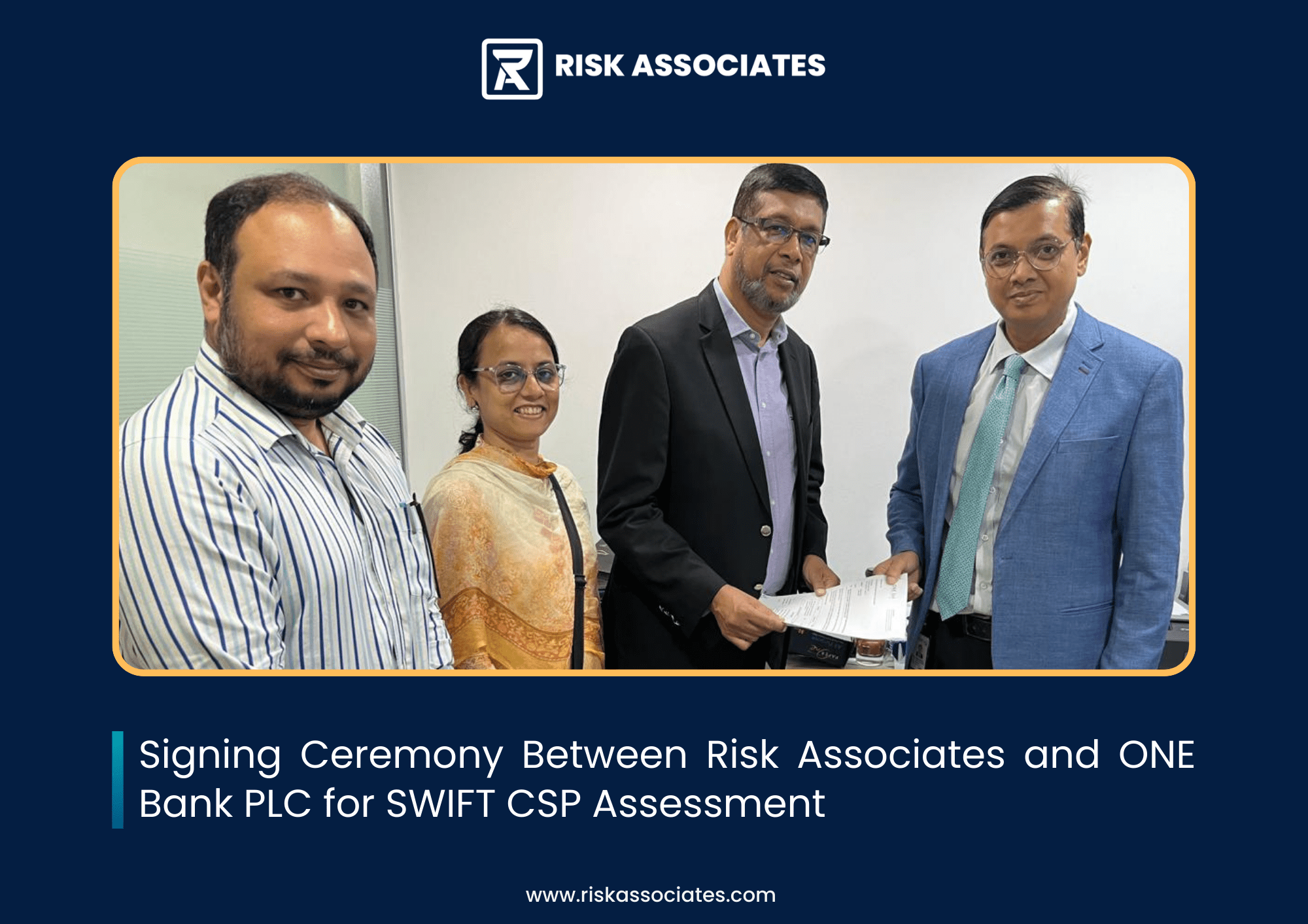 Signing Ceremony Between Risk Associates and ONE Bank PLC for SWIFT CSP Assessment